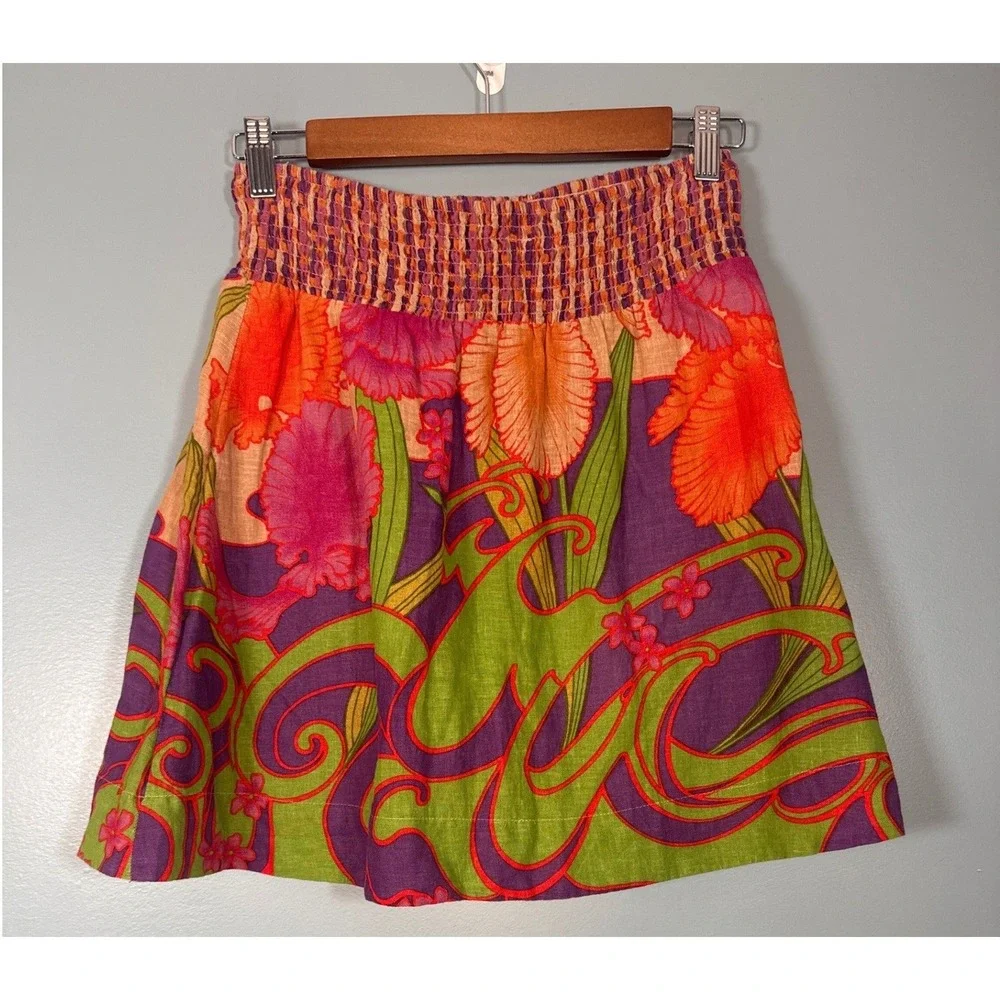 Free People Women's Smocked Waist Floral Midi Skirt Size 5P